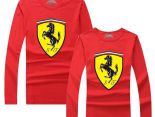 Ferrari法拉利 2017經典款式 大logo印花休閒情侶圓領長袖T恤 紅色