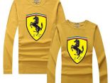 Ferrari法拉利 2017經典款式 大logo印花休閒情侶圓領長袖T恤 黃色